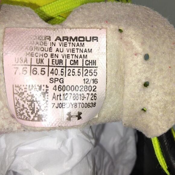 Under Armour Force 2 FG Mens Neon Yellow/Black Soccer Cleats - sz. 7 1/2 - Picture 6 of 6